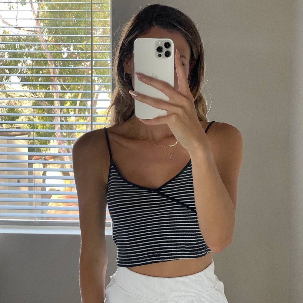 TOPSHOP | Blue striped crop top tank